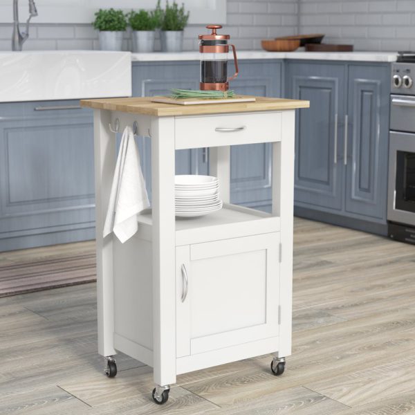 Fresnay Kitchen Island With Wooden Top, Fresnay Kitchen Island