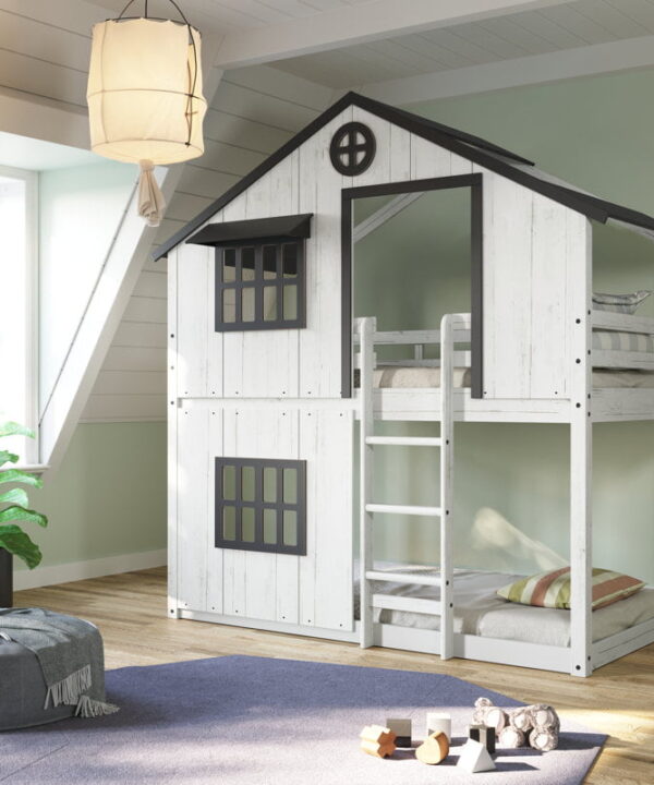 Modern Farmhouse Twin Over Twin Bunk Bed