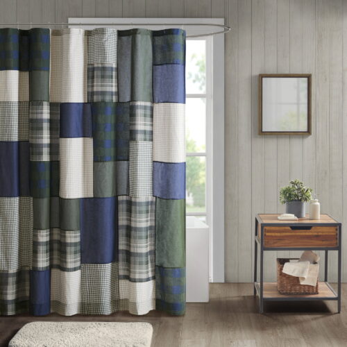 100% Cotton Patchwork Single Shower Curtain