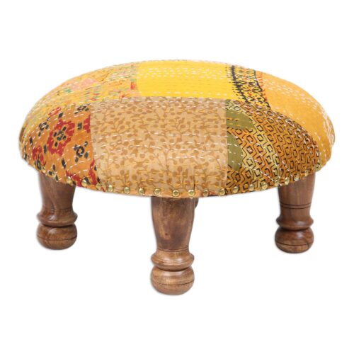 16" Wide Square Patchwork Footstool Ottoman