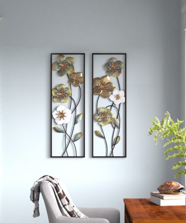 2 Piece Metal Flowers Wall Decor Set 2 Piece Metal Flowers Wall Decor Set