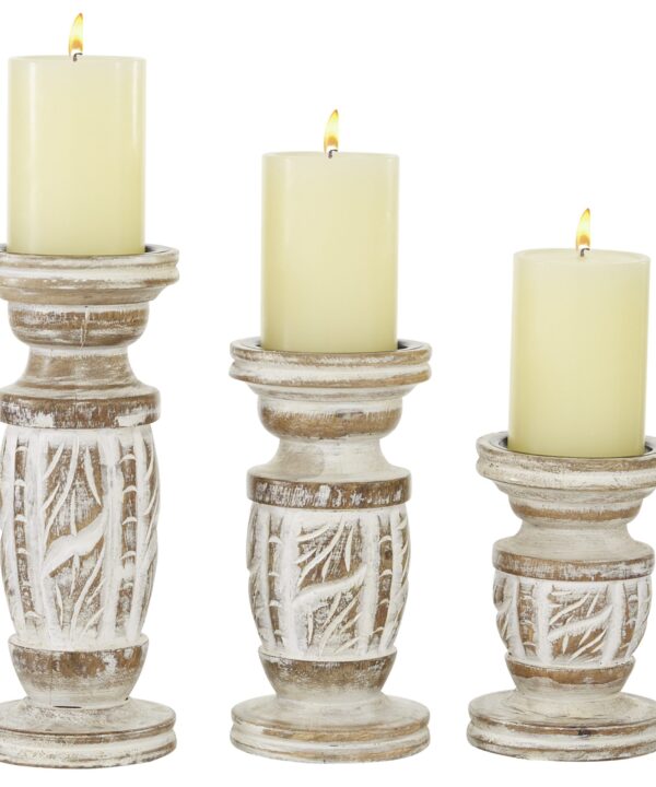 3 Piece Solid Wood Tabletop Candlestick Set 3 Piece Solid Wood Tabletop Candlestick Set