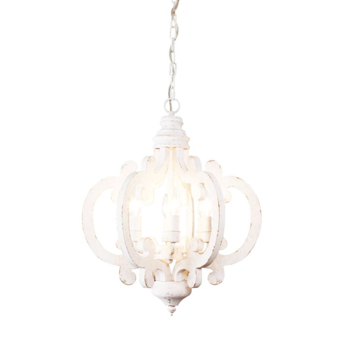 Kacie 6 - Light Wood Dimmable Lantern Geometric Chandelier