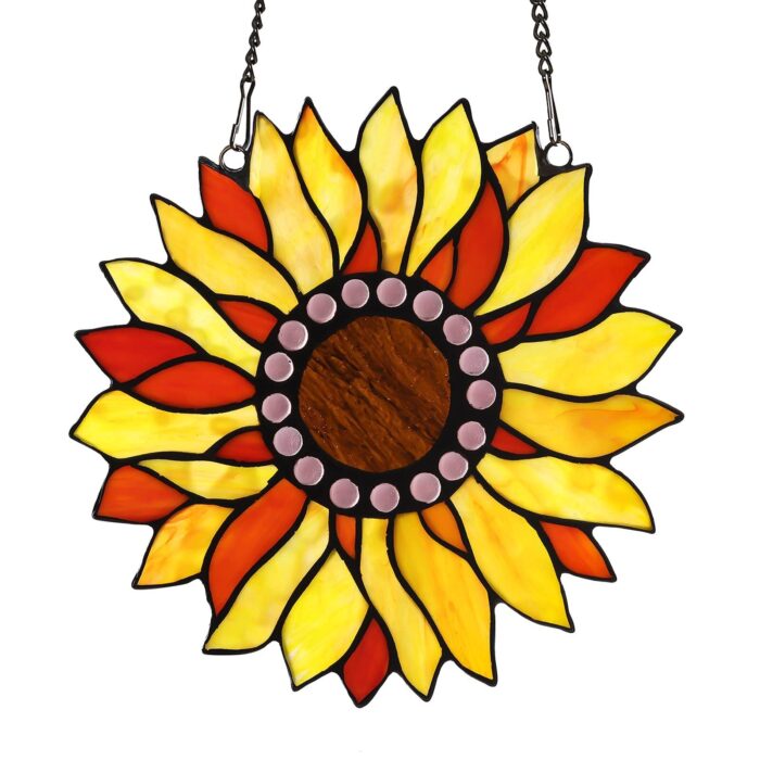 Sunflower Stained Glass Window Panel
