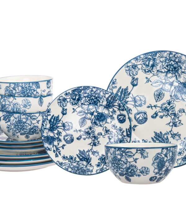 Godinger Silver Art Co Victoria Porcelain China Dinnerware Set – Service for 4 Godinger Silver Art Co Victoria Porcelain China Dinnerware Set – Service for 4