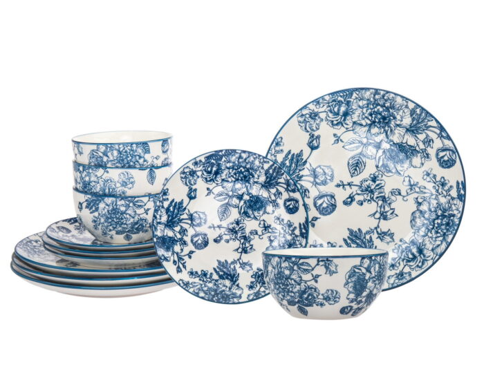 Godinger Silver Art Co Victoria Porcelain China Dinnerware Set – Service for 4