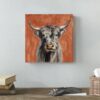 Calf On Abstract Fence - Wrapped Canvas Painting