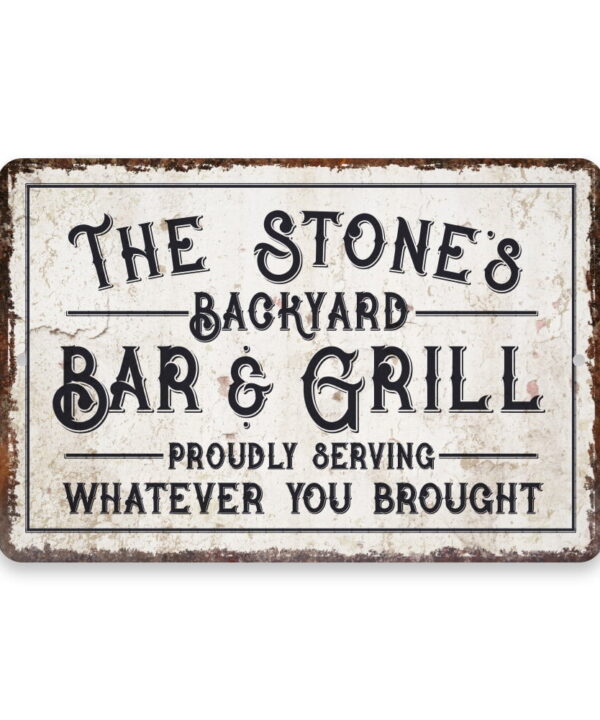 Personalized Distressed Look Bar and Grill Wall Décor Personalized Distressed Look Bar and Grill Wall Décor