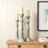 3 Piece Solid Wood Tabletop Candlestick Set