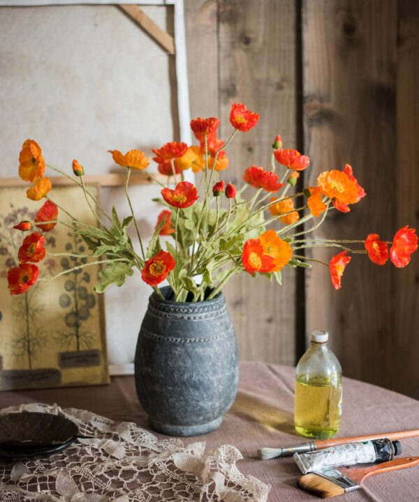 Silk Flower Common Poppy Spray Silk Flower Common Poppy Spray