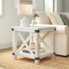 Flora Rustic Farmhouse End Table with Storage Shelf, French Country Accent Side Table