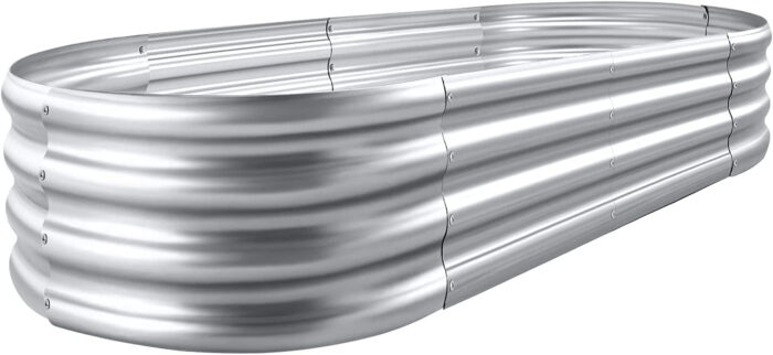 Land Guard Galvanized Raised Garden Bed Kit, Galvanized Planter Raised Garden Boxes Outdoor, Oval Large Metal Raised Garden Beds