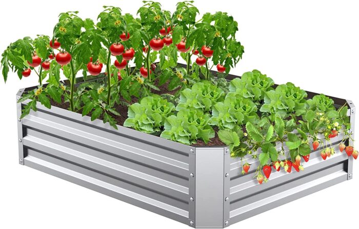 Mr IRONSTONE Galvanized Raised Garden Beds for Vegetables Flowers Herb Large Heavy Metal Planter Box Steel Kit Flower Herb with