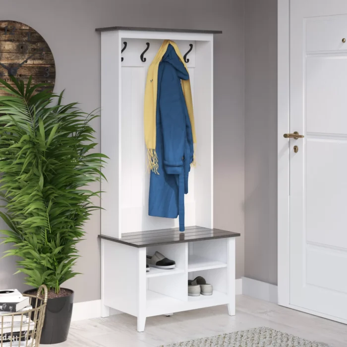 Jaydon 30” Wide Hall Tree with Bench and Shoe Storage
