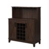 Solid Pine 28-Bottle Wine Cabinet with Drawers – Gray