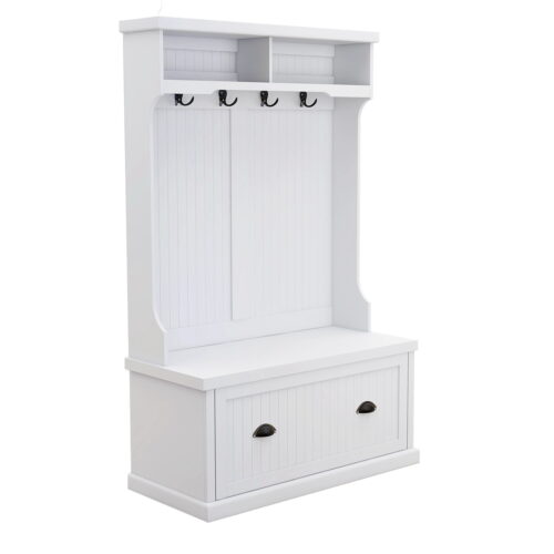 Aldwell 40'' Wide Hall Tree with Bench and Shoe Storage