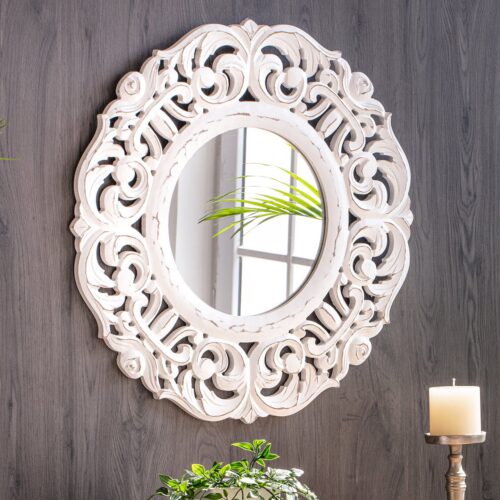 Ciqala Round Wood Wall Mirror