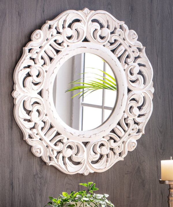 Ciqala Round Wood Wall Mirror