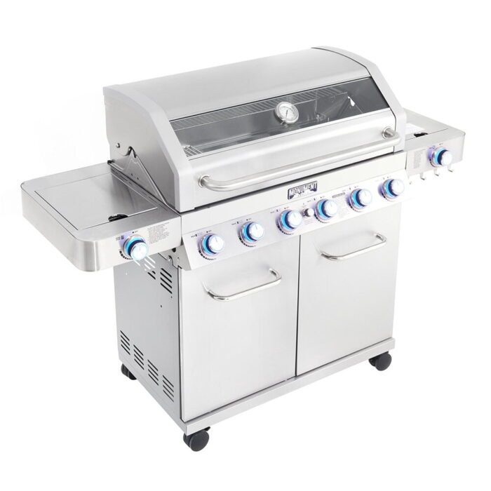 Monument Grills 6 – Burner Liquid Propane Infrared 96000 BTU Gas Grill with Side Burner and Cabinet