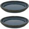 Sunnydaze Ceramic Planter Saucer - Forest Lake Green - 12-Inch - Set of 2 Sunnydaze Ceramic Planter Saucer - Forest Lake Green - 12-Inch - Set of 2