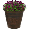 Sunnydaze Arabella Swirling Vines Indoor and Outdoor Resin Planter, Rust Finish, 16-Inch Diameter, Single
