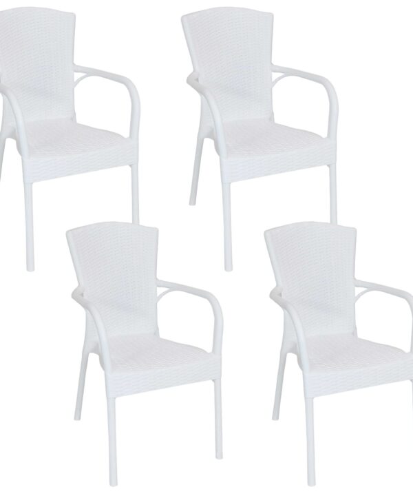 Sunnydaze Segesta Plastic Patio Armchair - Set of 4 - white