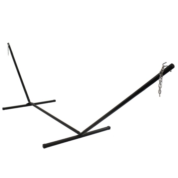 Sunnydaze 15 Foot Hammock Stand with Heavy-Duty Steel Beam Construction, 2 Person, 400 Pound Capacity, Black