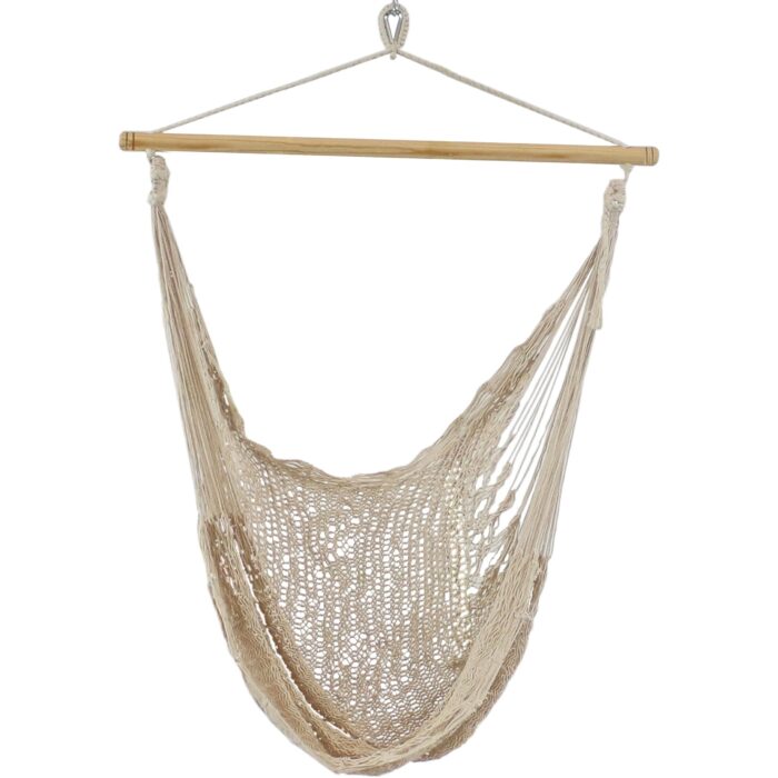Sunnydaze Large Mayan Hammock Chair, Comfortable Hanging Swing Seat Cotton/Nylon Rope, Lightweight, Natural