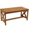 Sunnydaze Meranti Wood Outdoor Patio Coffee Table with Teak Oil Finish - 35-Inch
