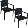 Sunnydaze Segonia Plastic Stacking Arm Chair - Set of 2 - Black Sunnydaze Segonia Plastic Stacking Arm Chair - Set of 2 - Black