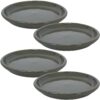 Sunnydaze Ceramic Planter Saucer - Gray - 12-Inch - Set of 4 Sunnydaze Ceramic Planter Saucer - Gray - 12-Inch - Set of 4