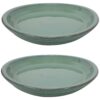 Sunnydaze Ceramic Planter Saucer - Seafoam - 9-Inch - Set of 2 Sunnydaze Ceramic Planter Saucer - Seafoam - 9-Inch - Set of 2