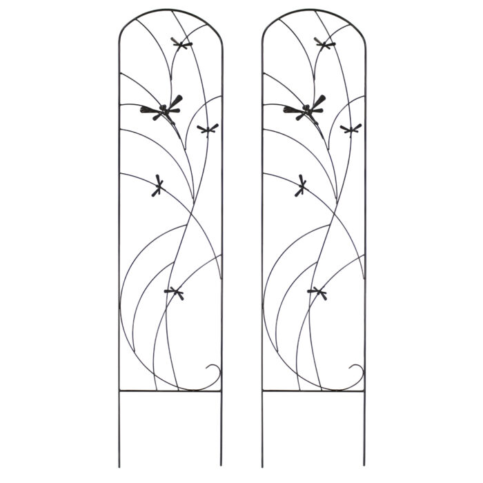 Sunnydaze Set of 2 Dragonfly Delight Steel Decorative Garden Trellis - 55-Inch