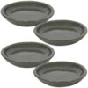Sunnydaze Ceramic Planter Saucer - Gray - 7-Inch - Set of 4 Sunnydaze Ceramic Planter Saucer - Gray - 7-Inch - Set of 4