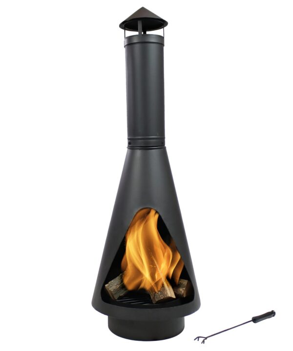 Sunnydaze Outdoor Wood Burning Open Access Chiminea with Poker - 56 Inch