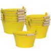 Sunnydaze Galvanized Steel Bucket Planter with Handle - Yellow - Set of 10 Sunnydaze Galvanized Steel Bucket Planter with Handle - Yellow - Set of 10