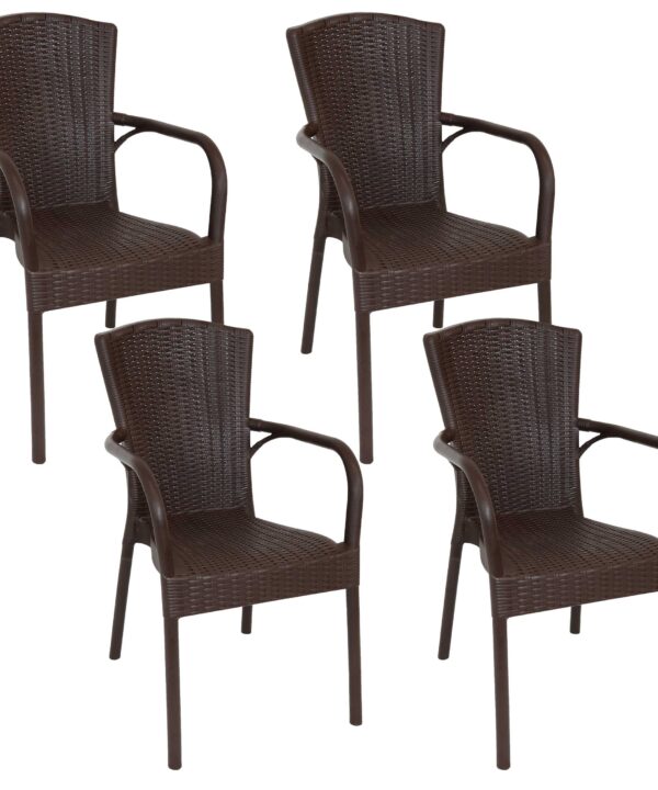 Sunnydaze Segesta Plastic Patio Armchair - Indoor - Outdoor - Set of 4 - Wenge