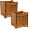 Sunnydaze Meranti Wood Outdoor Planter Box - 16-Inch - Set of 2 Sunnydaze Meranti Wood Outdoor Planter Box - 16-Inch - Set of 2