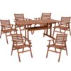 Sunnydaze 7-Piece Meranti Wood 6-Foot Dining Table with Chairs Sunnydaze 7-Piece Meranti Wood 6-Foot Dining Table with Chairs