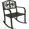 Sunnydaze Patio Rocking Chair - Cast Iron and Steel - Fleur-De-Lis Design