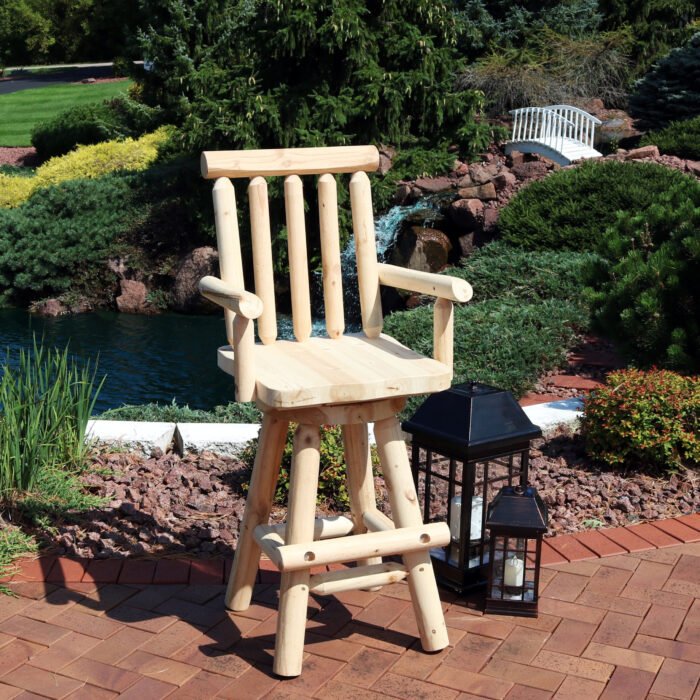 Sunnydaze Rustic Bar Stool, Log Cabin Style Unfinished Wood Construction, 4-Foot, Single