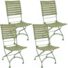 Sunnydaze Cafe Couleur Folding Chestnut Wooden Folding Chair - Green - Set of 4