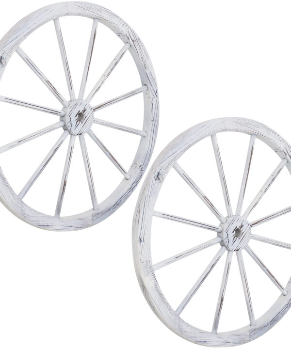 Sunnydaze Set of 2 Indoor/Outdoor Wooden Wagon Wheels - 29-Inch - White