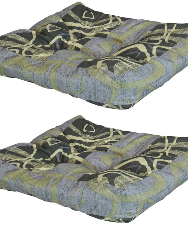 Sunnydaze Set of 2 Tufted Indoor/Outdoor Seat and Back Cushions - Modern Jazz