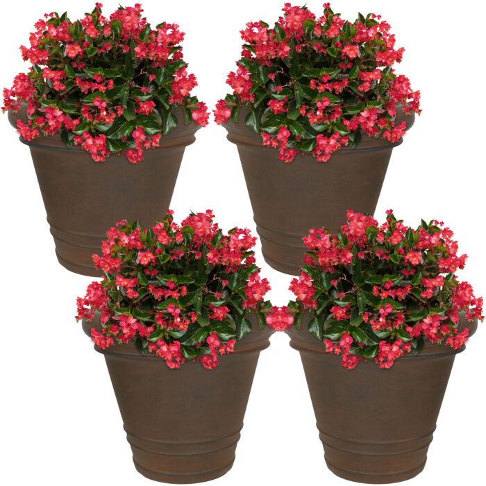 Sunnydaze Crozier Outdoor Flower Pot Planter - Rust - 16-Inch - 4-Pack