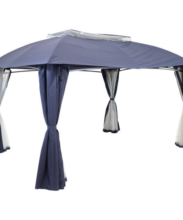 Sunnydaze Soft Top Patio Gazebo - 10x13 Foot Gazebo with Mesh Screen and Privacy Wall - Navy