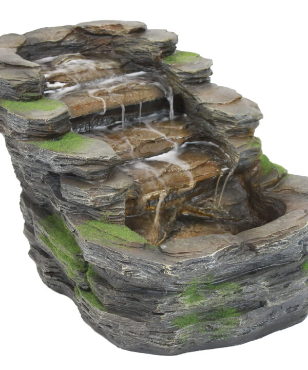 Sunnydaze Shale Falls Outdoor Water Fountain with LED Lights - 13.75-Inch