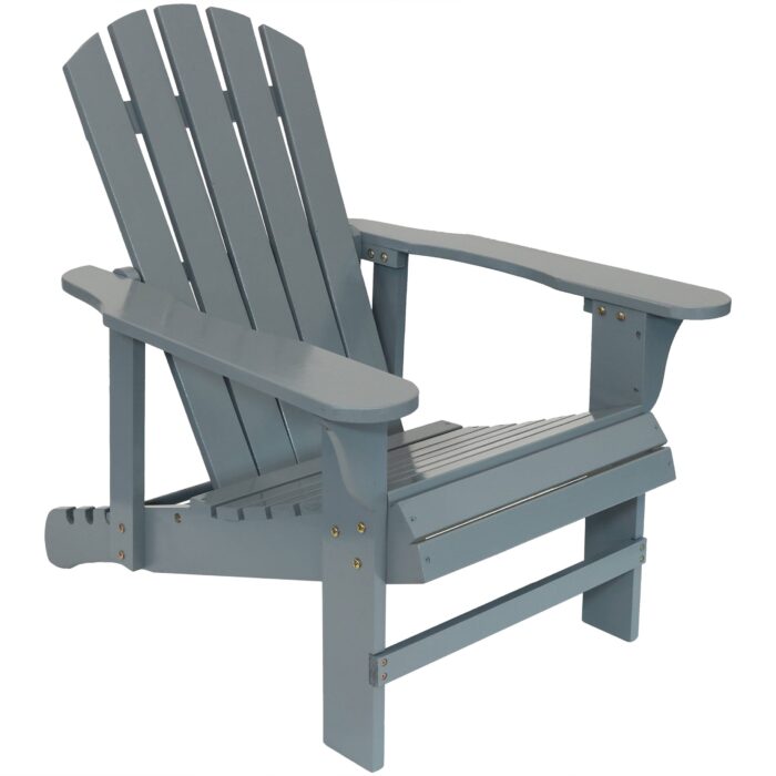 Sunnydaze Wooden Outdoor Adirondack Chair with Adjustable Backrest, 250-Pound Weight Capacity, Gray, One