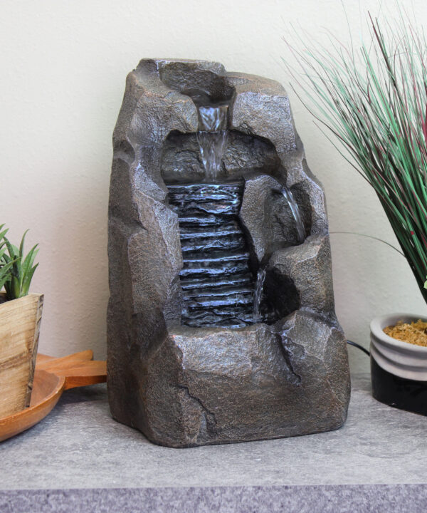 Sunnydaze Stony Rock Waterfall Indoor Tabletop Water Fountain - 11-Inch