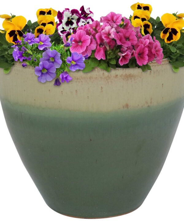 Sunnydaze Resort Ceramic Indoor/Outdoor Planter - Seafoam - 13-Inch